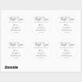 Moderne minimalistische bruiloft dank u  script ronde sticker (Vel)