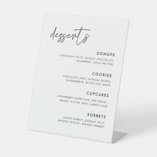 Moderne minimalistische bruiloft dessertbar reclamebord met voetstuk