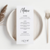 Moderne minimalistische bruiloft diner menu Kaarte