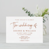 Moderne, minimalistische bruiloft folie uitnodiging (Staand Voorkant)