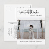 Moderne, minimalistische bruiloft foto bedankt briefkaart (Voorkant / Achterkant)