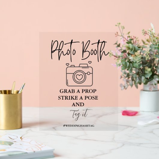 Moderne minimalistische bruiloft foto cabine teken acryl bord (Huwelijk)