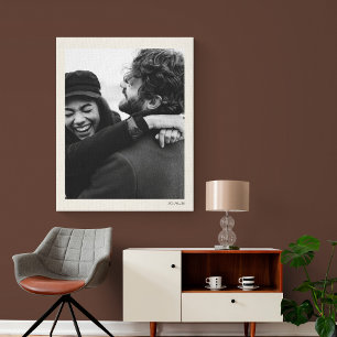 Moderne minimalistische bruiloft foto en datum leg canvas afdruk