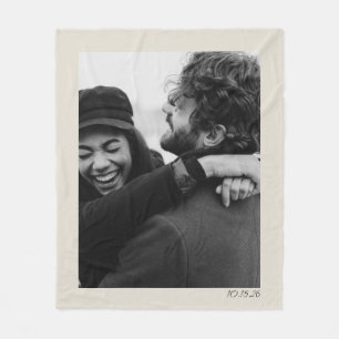 Moderne minimalistische bruiloft foto en datum leg fleece deken