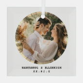 Moderne, minimalistische bruiloft foto glas ornament (Achterkant)