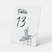 Moderne minimalistische bruiloft handgetekende taf reclamebord met voetstuk (Voorkant)