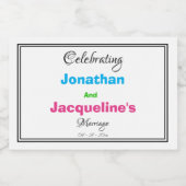 Moderne minimalistische bruiloft kleurrijke script sparkling wijnetiket (Enkel label)