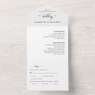 Moderne minimalistische bruiloft met geperforeerde all in one uitnodiging