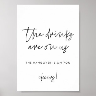Moderne minimalistische bruiloft Open bar teken Poster