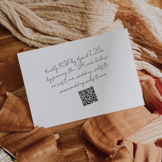 Moderne minimalistische bruiloft QR Code RSVP Informatiekaartje