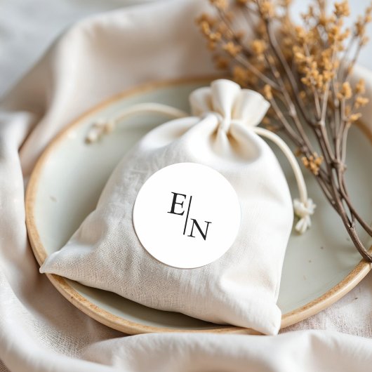 Moderne minimalistische bruiloft ronde sticker