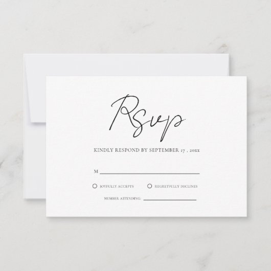 Moderne minimalistische bruiloft RSVP (Voorkant)