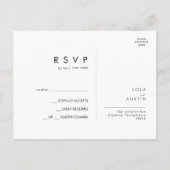 Moderne minimalistische bruiloft RSVP Briefkaart (Achterkant)