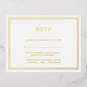 Moderne minimalistische bruiloft RSVP Folie Uitnod Uitnodiging Briefkaart