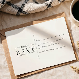Moderne minimalistische bruiloft RSVP kaartje