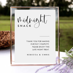 Moderne minimalistische bruiloft snack station tek poster
