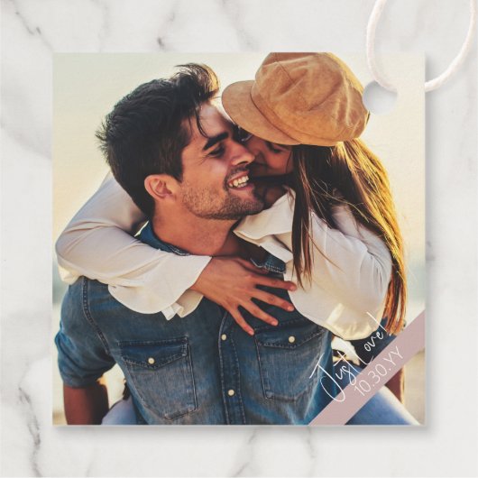 Moderne minimalistische bruiloft stoffige Roos fot Bedankjes Labels (Achterkant)