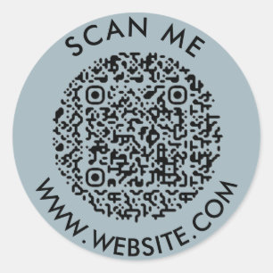 Moderne minimalistische bruiloft website Scan me q Ronde Sticker