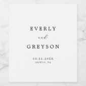 Moderne minimalistische bruiloft wijn etiket (Enkel label)