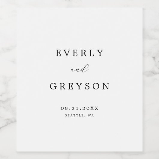 Moderne minimalistische bruiloft wijn etiket (Enkel label)