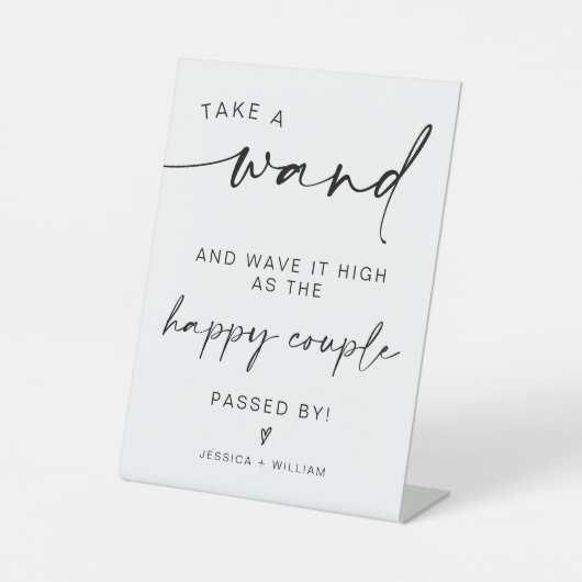 moderne minimalistische bruiloft zendt uit teken reclamebord met voetstuk (Voorkant)