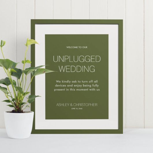 Moderne minimalistische bruiloft zonder stopcontac poster