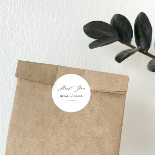 Moderne minimalistische bruiloft   Zwart-wit Ronde Sticker