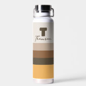 Moderne, minimalistische, bruine strepen waterfles (Achterkant)