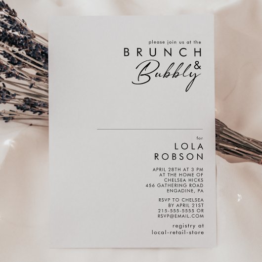 Moderne minimalistische brunch en bubbeldouche kaart