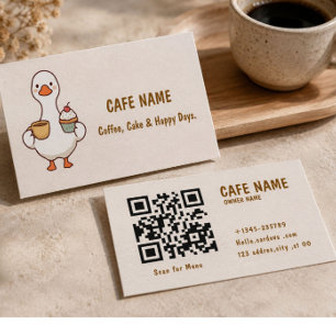 Moderne Minimalistische Café Bezoekerskaart / QR-c Visitekaartje