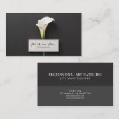 Moderne minimalistische Calla Lily Black Visitekaartje (Voorkant / Achterkant)