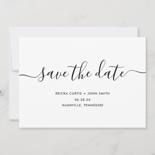 Moderne Minimalistische Calligrafie Save The Date (Voorkant)