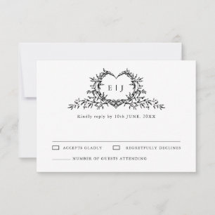 Moderne Minimalistische Calligrafie Wapenschild mo RSVP Kaartje