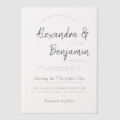 Moderne minimalistische casual script bruiloft ove vellum uitnodigingen (Voorkant)