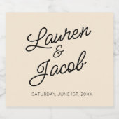 Moderne minimalistische champagne bruiloft likeurfles etiket (Enkel label)