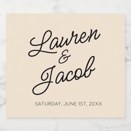 Moderne minimalistische champagne bruiloft likeurfles etiket (Enkel label)