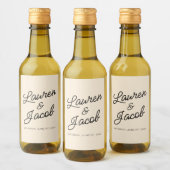 Moderne minimalistische champagne bruiloft mini wijn etiket (Flessen)