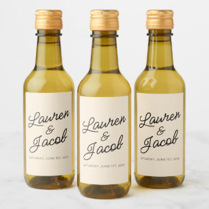 Moderne minimalistische champagne bruiloft mini wijn etiket