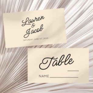 Moderne minimalistische champagne bruiloft plaatskaartje