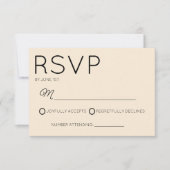 Moderne minimalistische champagne bruiloft RSVP kaartje (Voorkant)