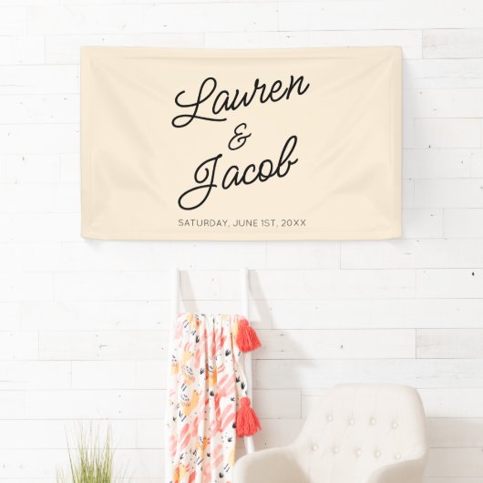 Moderne minimalistische champagne bruiloft spandoek (Insitu)