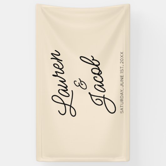Moderne minimalistische champagne bruiloft spandoek (Verticaal)