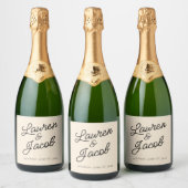 Moderne minimalistische champagne bruiloft sparkling wijnetiket (Flessen)
