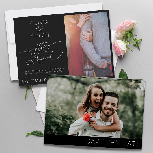 Moderne minimalistische chic 2 foto save the date