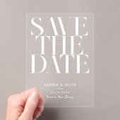Moderne minimalistische chique bruiloft Save the D Acryl Uitnodigingen (Insitu (Draagbaar))
