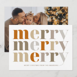 Moderne minimalistische chique vrolijke kerstfoto feestdagenkaart