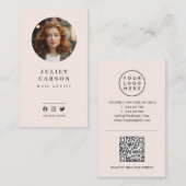 Moderne Minimalistische Cirkel Foto QR Code Nagels Visitekaartje (Voorkant / Achterkant)