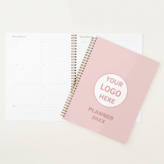 Moderne minimalistische Custom Logo Blush Pink Bus Planner (Display)