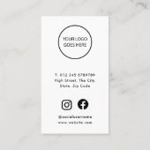 Moderne minimalistische dank u socials kortingskaartje (Achterkant)