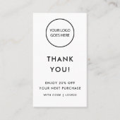 Moderne minimalistische dank u socials kortingskaartje (Voorkant)